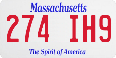 MA license plate 274IH9