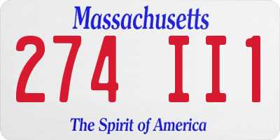MA license plate 274II1