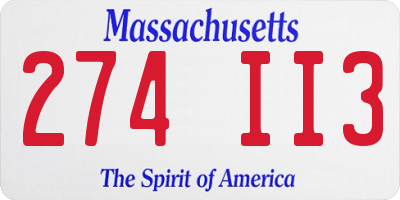 MA license plate 274II3