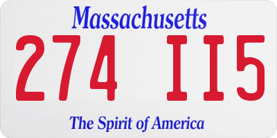 MA license plate 274II5