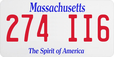 MA license plate 274II6