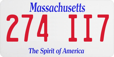 MA license plate 274II7