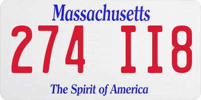 MA license plate 274II8