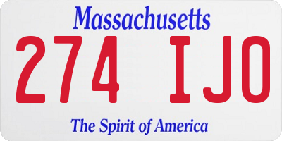 MA license plate 274IJ0