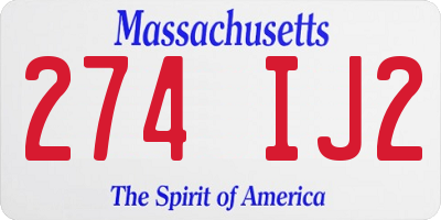 MA license plate 274IJ2