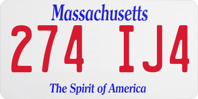 MA license plate 274IJ4