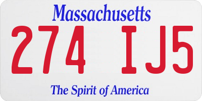 MA license plate 274IJ5