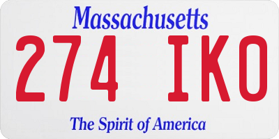 MA license plate 274IK0