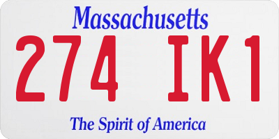 MA license plate 274IK1