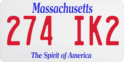 MA license plate 274IK2