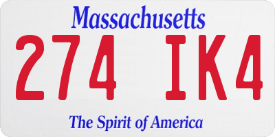 MA license plate 274IK4