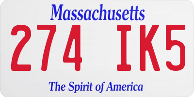 MA license plate 274IK5