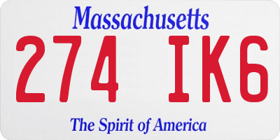 MA license plate 274IK6