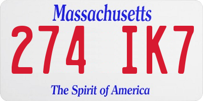 MA license plate 274IK7