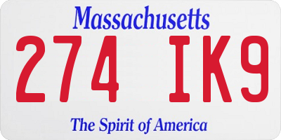 MA license plate 274IK9