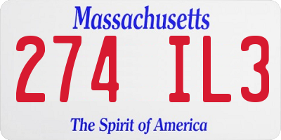 MA license plate 274IL3