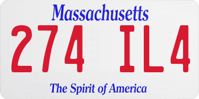 MA license plate 274IL4