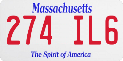 MA license plate 274IL6