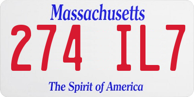 MA license plate 274IL7