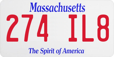 MA license plate 274IL8