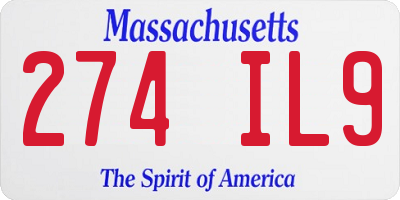 MA license plate 274IL9