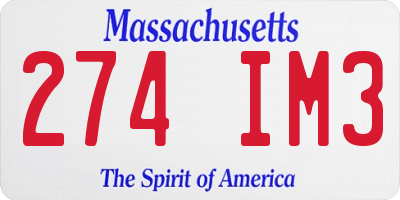 MA license plate 274IM3