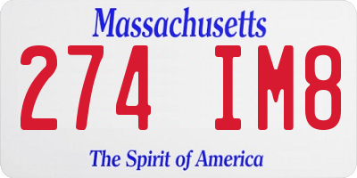 MA license plate 274IM8