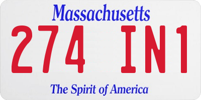 MA license plate 274IN1