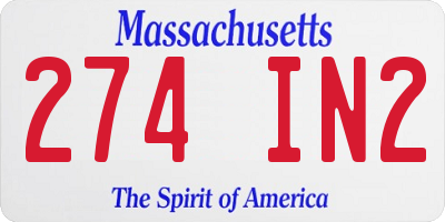 MA license plate 274IN2