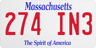 MA license plate 274IN3