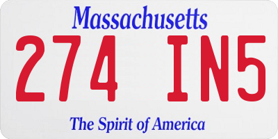 MA license plate 274IN5