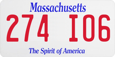 MA license plate 274IO6