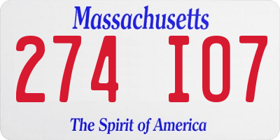 MA license plate 274IO7