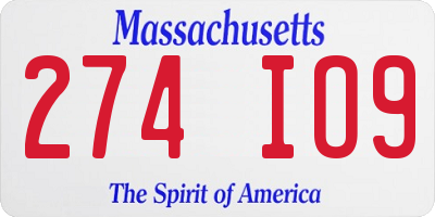 MA license plate 274IO9