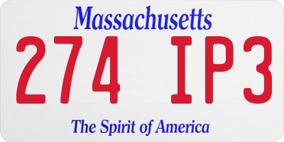 MA license plate 274IP3