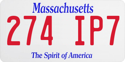 MA license plate 274IP7