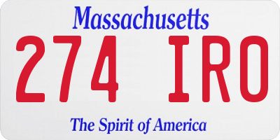 MA license plate 274IR0