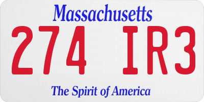MA license plate 274IR3