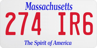 MA license plate 274IR6