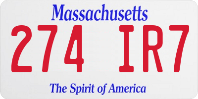MA license plate 274IR7