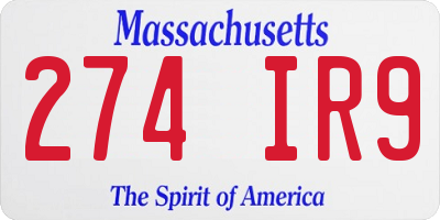 MA license plate 274IR9