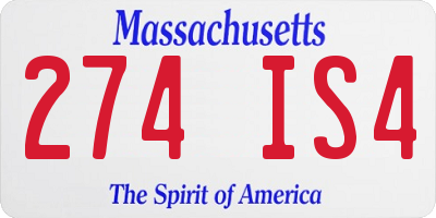 MA license plate 274IS4