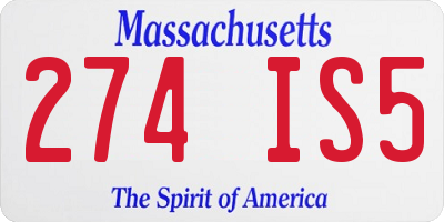 MA license plate 274IS5