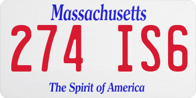 MA license plate 274IS6