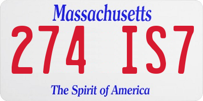 MA license plate 274IS7