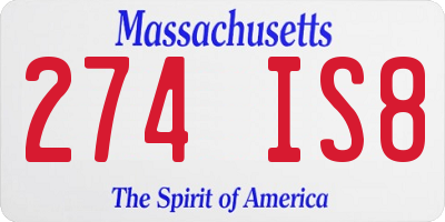 MA license plate 274IS8