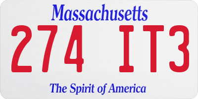 MA license plate 274IT3