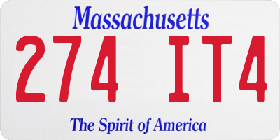 MA license plate 274IT4