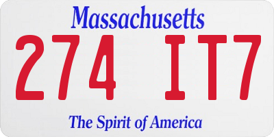 MA license plate 274IT7