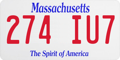 MA license plate 274IU7